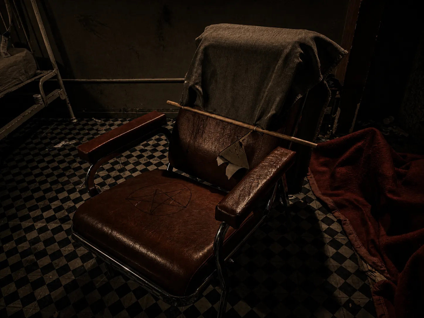 Ambiance horrifique de l’escape game L’Antre de la Folie chez Freeing Cergy