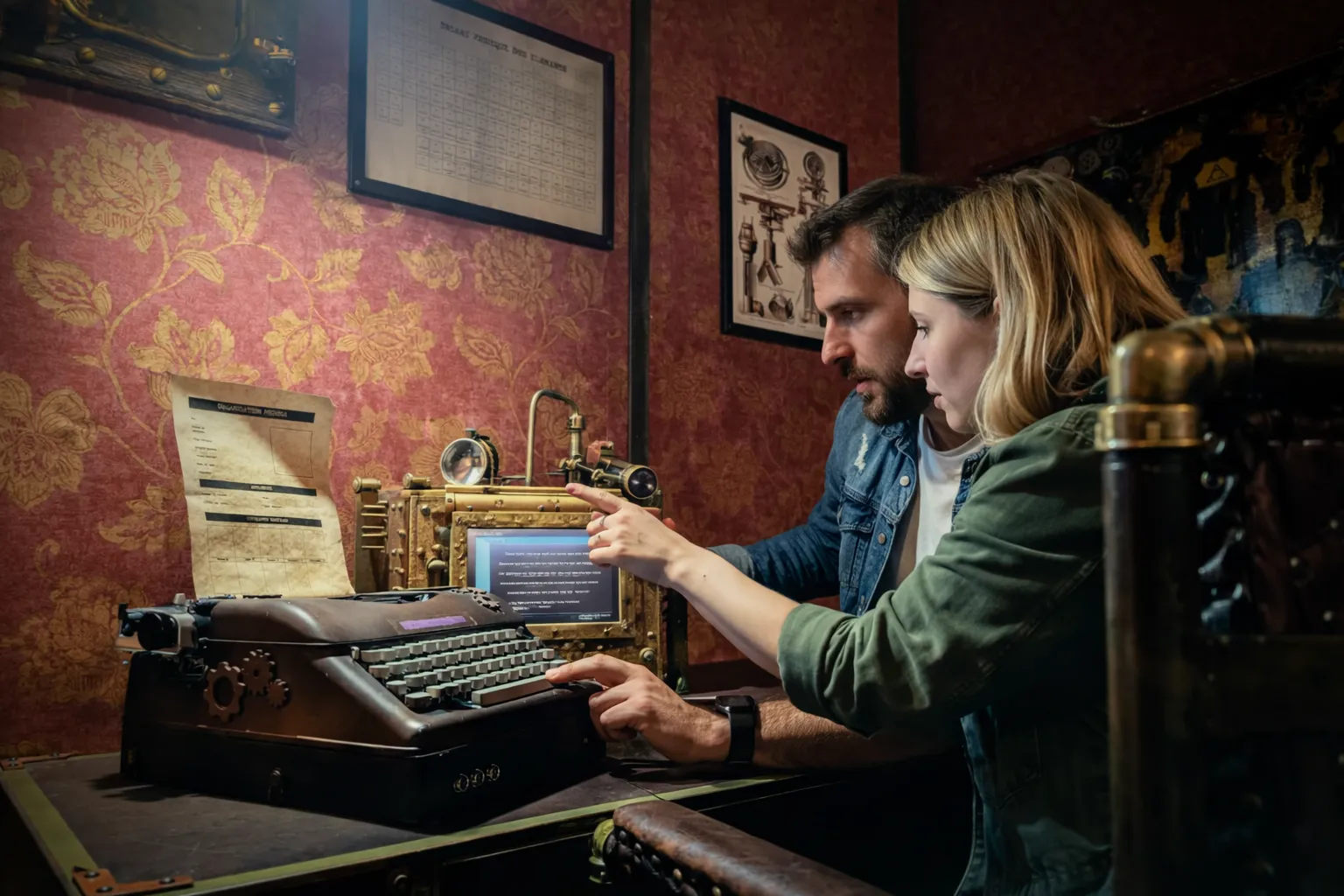 Univers steampunk de l’escape game Le Retour de Sherlock Holmes chez Freeing Cergy