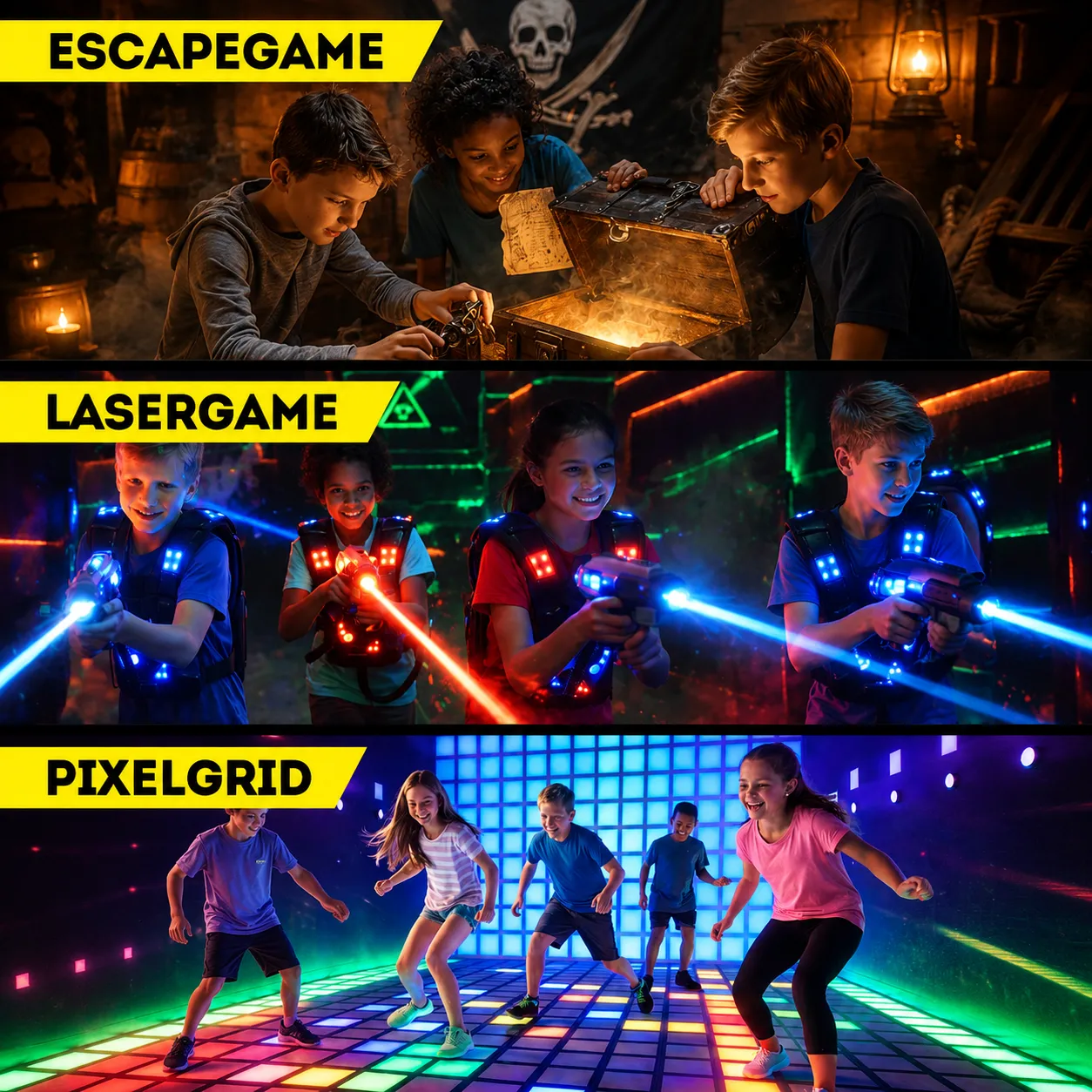 Laser Game, Escape Game et Pixel Grid Freeing Chambly